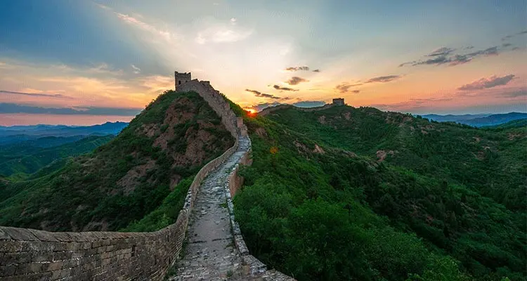 the sunset view of Jinshanling Great Wall