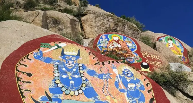thangka on rocks
