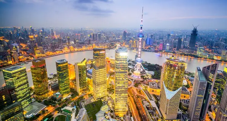 the bird's eyes view of Shanghai