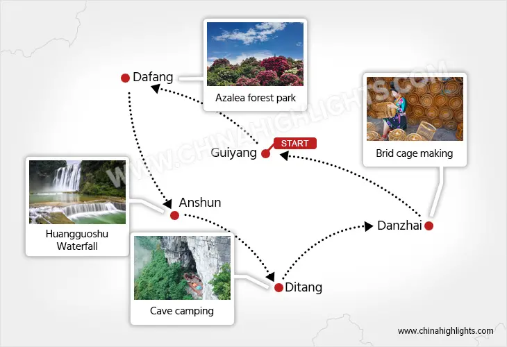 guizhou spring tour map