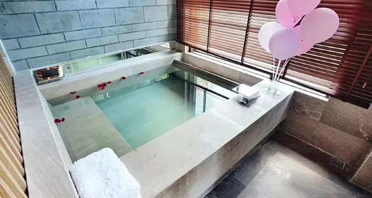 private hot spring in the room