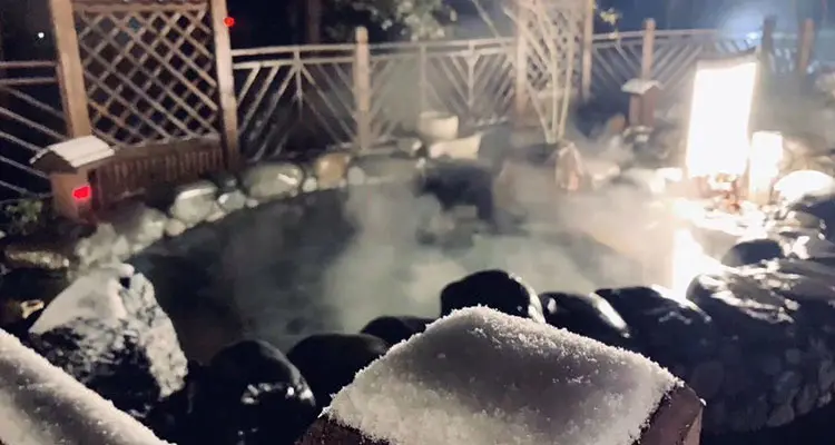 hot spring in snow