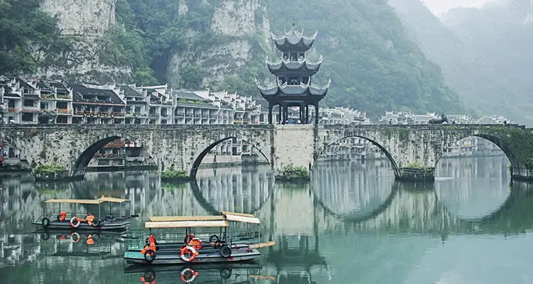 the bridge with a pavillion