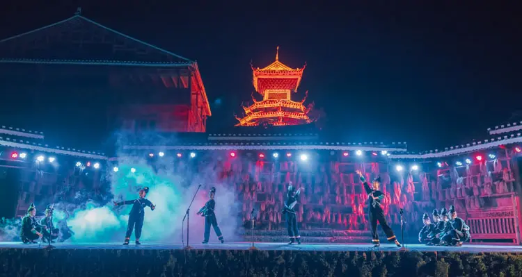 the colorful stage for the show