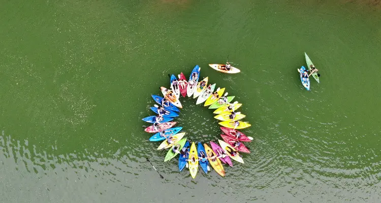 Kayaking on the tributary of Li River