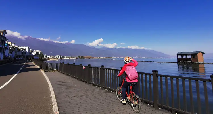 biking along the lake