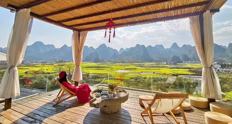 the balcony of the hotel