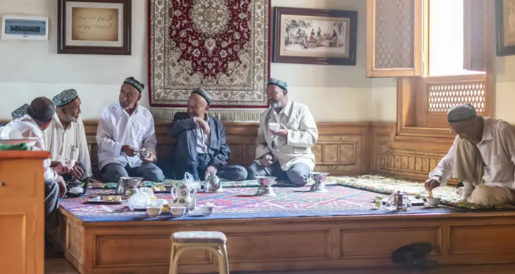 Uyghur people in the tea house