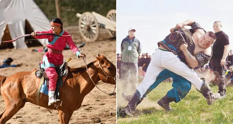 watching archery and wrestling