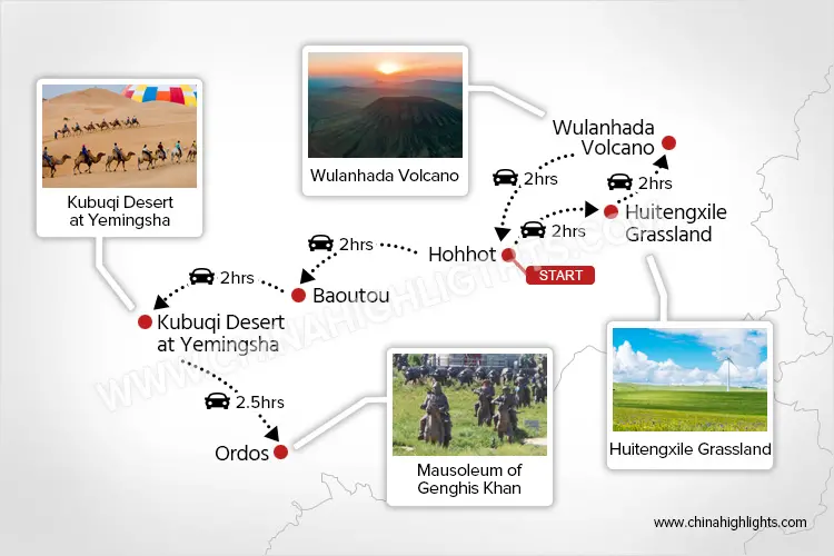 Hohhot Ordos tour map