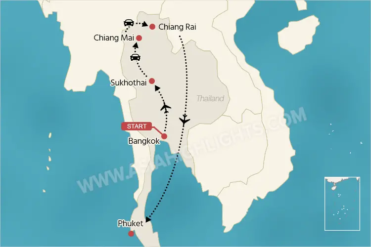 Thailand tour map