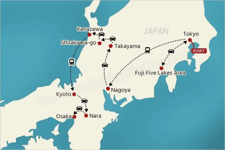 Japan tour map