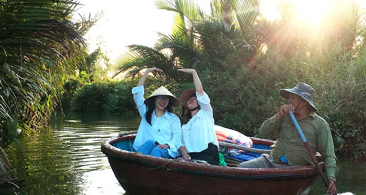 a Vietnamese basket boat ride