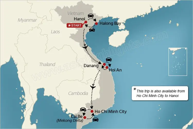 Best of Vietnam Tour Map