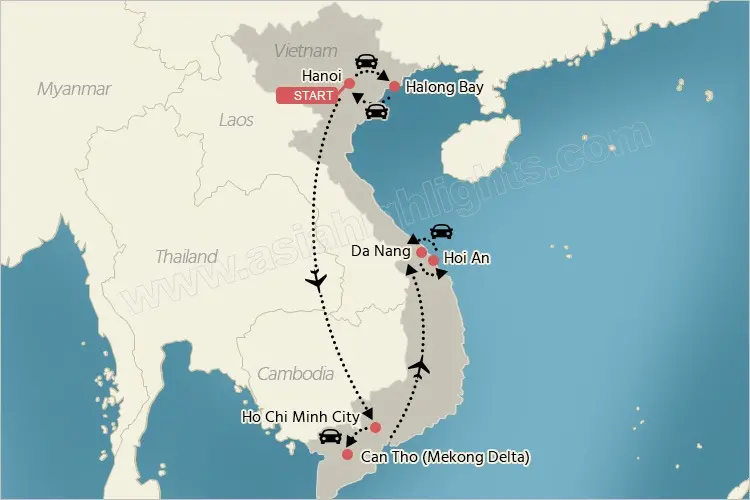 Vietnam Family Holiday Tour Map