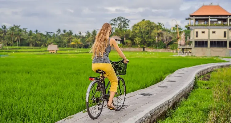 Bali cycling in village