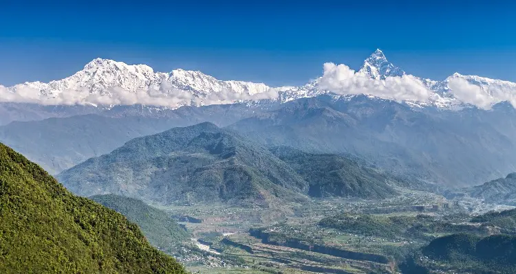 the snow-capped mountains