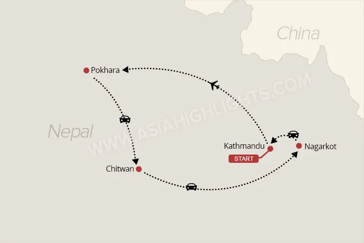 Nepal tour map
